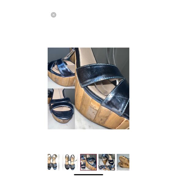 Prada Blue Metallic Leather Platform Wedge Sandal Size 7 or 37 EU - Picture 12 of 17